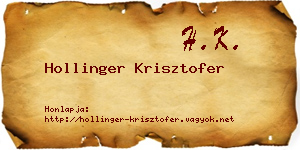 Hollinger Krisztofer névjegykártya